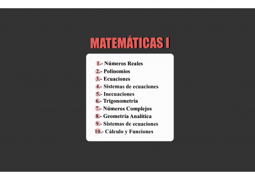 📚 Matemáticas I 1 Bach (Temario completo)