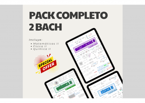 ⭐ Pack 2 Bachillerato: Mates II, Física II y Química II (Temario completo)