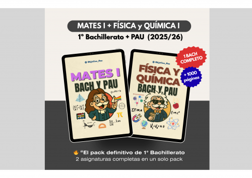 ⭐ Pack 1º Bachillerato Completo (Mates I + FyQ I) → Selectividad PAU 2025/26