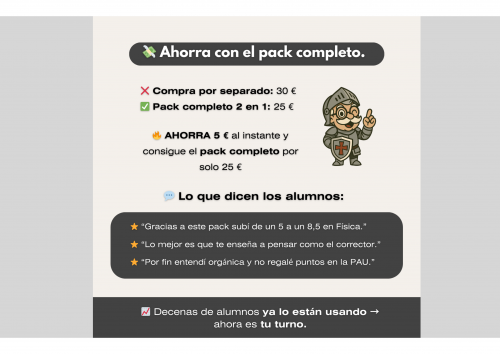 ⭐ Pack 1º Bachillerato Completo (Mates I + FyQ I) → Selectividad PAU 2025/26