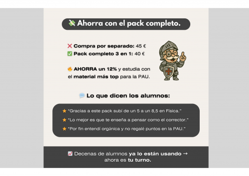 ⭐ Pack 2º Bachillerato Completo (Mates II + Física II + Química II) → Selectividad PAU 2025/26